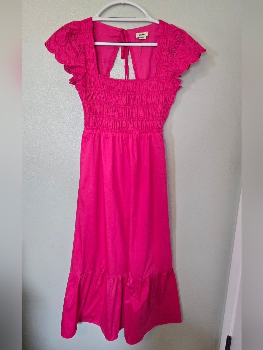 Jason Wu | Bright Pink Cutout Open Back Eyelet Maxi Summer Dress Size Small